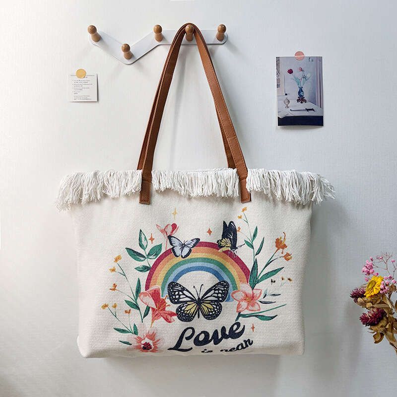 Designer Neue Reißverschluss Große Kapazität Quaste Strand Damen Schultertasche_voghion.com