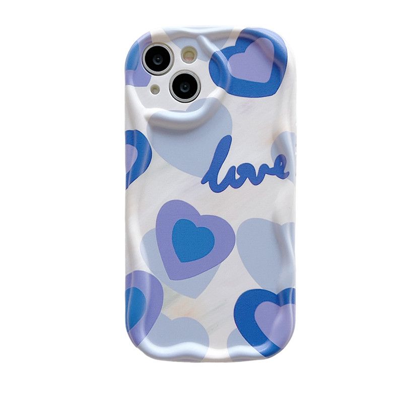 Gradient blue pink heart Phone Case For iPhone 14 13 12 11 Pro X XS XR Max 7 8 Plus High Quality Anti Slip Back Cover_voghion.com