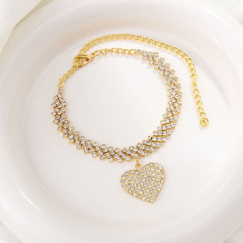 Bracelet de cheville incrusté de diamants de plage, tendance, tendance, strass, amour, pendentif, offre spéciale_voghion.com