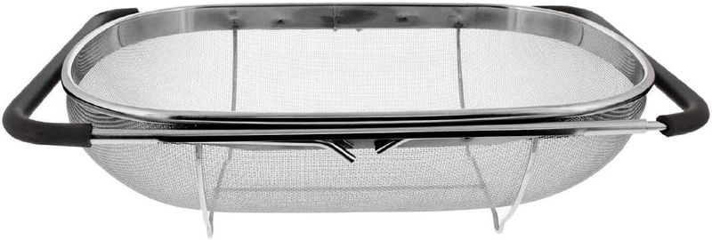 Makerstep Strainer Basket Stainless Steel, Suitable For Sink With Rubber Handle, Fine Mesh, Large Gadget, Expandable_voghion.com