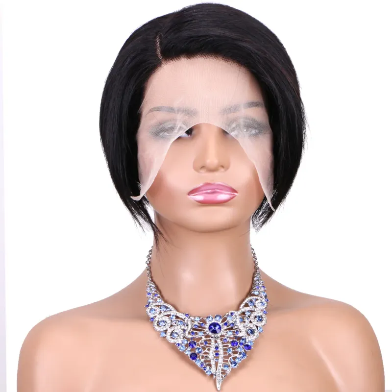 Parrucca Bob colorata Ombre Pixie corta con capelli umani T-part Parrucche frontali in pizzo T1B/27_voghion.com