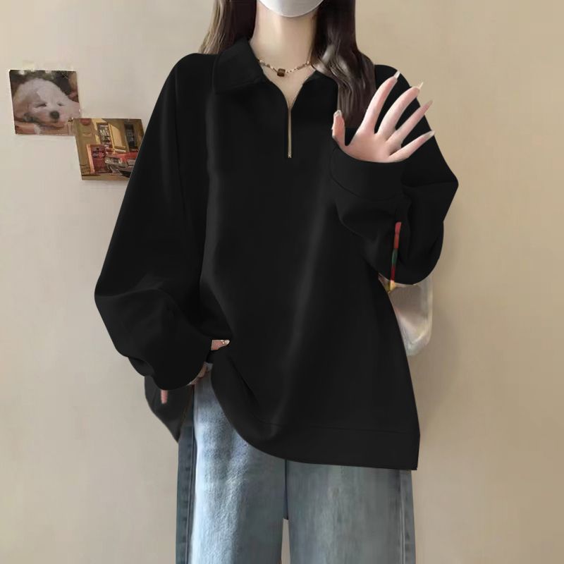 2024 Herfst/Winter Nieuwe Letter Bedrukte Half Rits Hoodie voor Meisjes met Dikke Fluwelen en Polokraag Mode Jas T_voghion.com