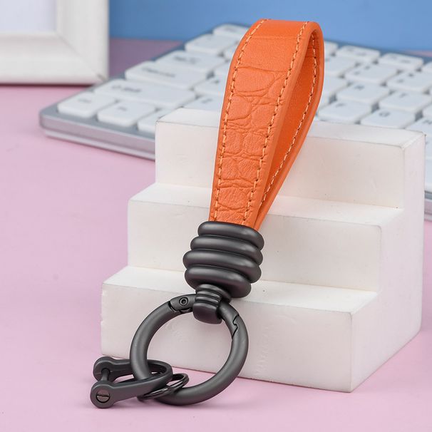 Crocodile Texture Car Key Pendant Thread Men's High End Key Ring Design Twisted Pattern Leather Keychain_voghion.com