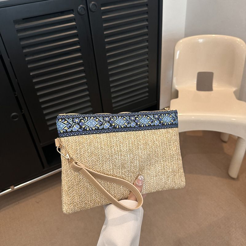 Borsa a mano in paglia, nuova, estiva, piccola, quadrata, intrecciata, per le vacanze in spiaggia_voghion.com