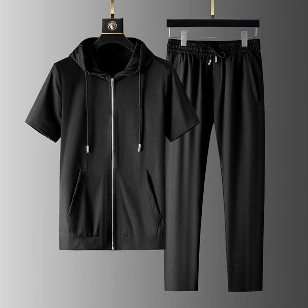Men's Lightweight Hooded Sweatshirt Set - Casual Sportswear Pullover With Long Pants For Spring & Summer_voghion.com
