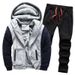 Completo felpa foderato in pile da uomo, cardigan invernale spesso e caldo, completo sportivo mimetico in due pezzi D6002_voghion.com