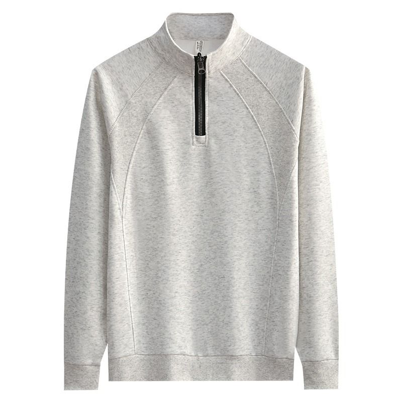 Half-Zip Stand Collar Sweatshirt - Slim Fit Cotton Blend Pullover With Contrast Panels For Men_voghion.com