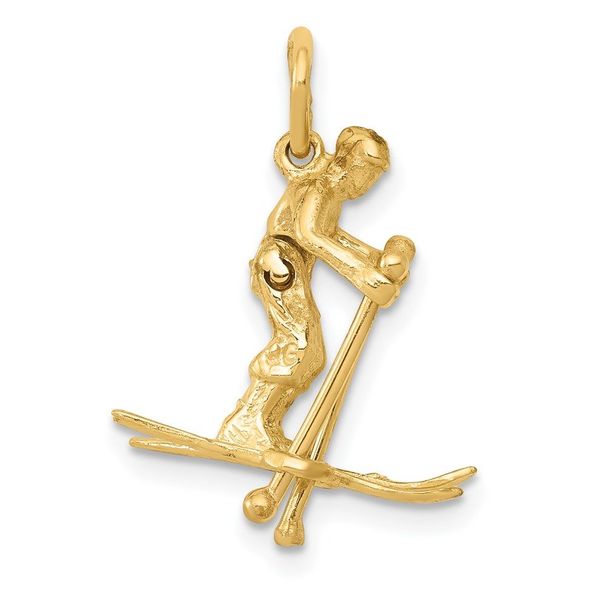 14K 3D Moveable Snow Skier Charm_voghion.com
