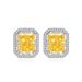 Women's Jewelry Geometric Ice-Cut Stud Earrings With Yellow High-Carbon Diamond And Pink Square Stone, 8x10mm Main Stone, Fashionable & Elegant_voghion.com