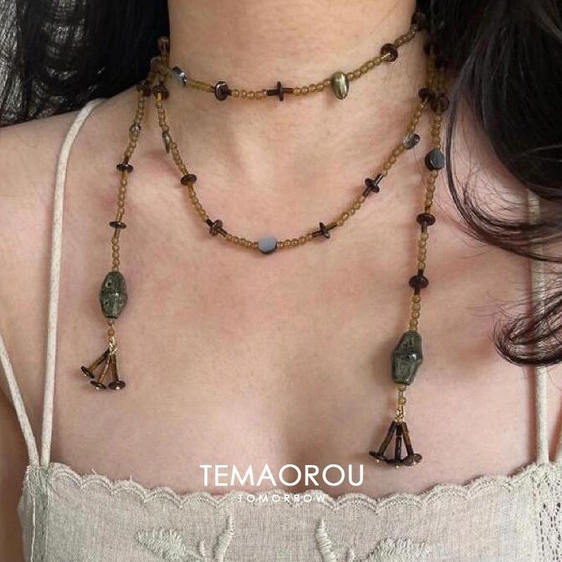 Nuova collana di perline colorate cinesi, design di nicchia, senso di personalità, stile etnico, girocollo a strati, primavera estate, clavicola_voghion.com