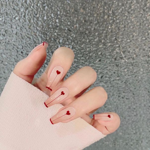 Tragbares Pfirsichherz mit abnehmbarem Ballettnagelpflaster, fertiges Produkt Y17_voghion.com