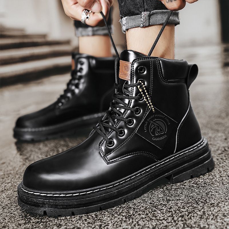 Męskie zimowe wysokie buty brytyjskie vintage skórzane męskie outdoorowe górskie wodoodporne pustynne cargo duże żółte buty_voghion.com