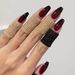 Wearing Red Nail Polish and Black French Style Nail Stickers with Detachable Nail Patches_voghion.com