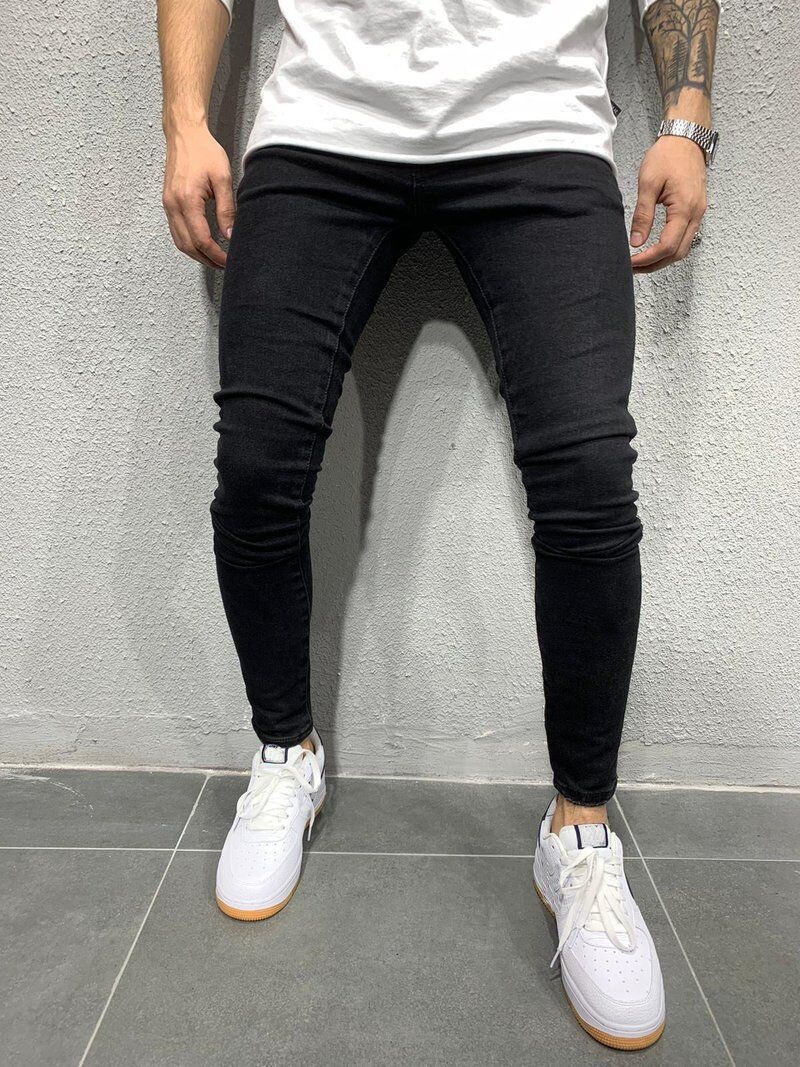 Jeans aderenti elasticizzati di alta qualità da uomo, pantaloni classici in quattro colori_voghion.com