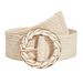 Damesriemen Nieuwe strandvakantie stijl Legering schelp ingelegde ronde gesp PP stro geweven dames decoratieve riem_voghion.com