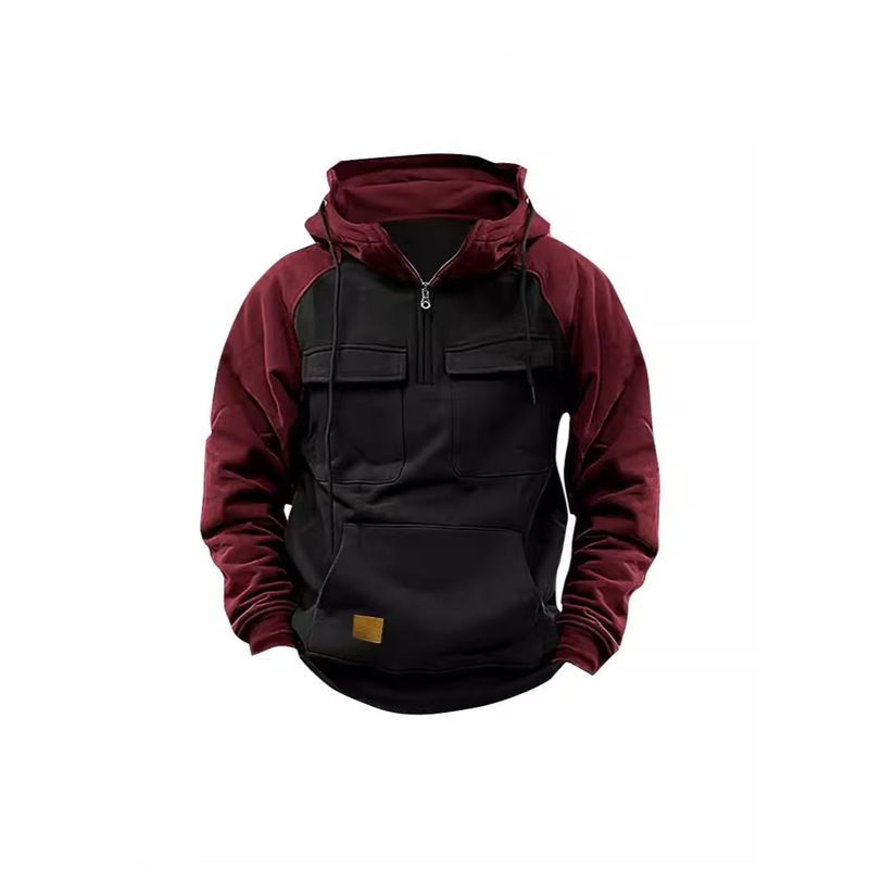 Herren-Arbeitsjacke mit Reißverschluss, Sport-Laufjacke mit Kapuze für den Winter, Langarm-Sweatshirt_voghion.com