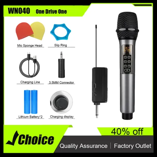 WN040 ECHO Microfono wireless multifunzionale professionale a 2 canali UHF per feste, karaoke, chiesa, palcoscenico, performance, lungo_voghion.com