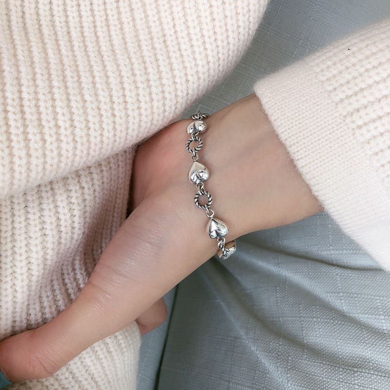 Sterling Venus  Sier Bracelets for Women Trendy Elegant Charm Vintage Hollow LOVE Heart Punk Party Jewelry_voghion.com