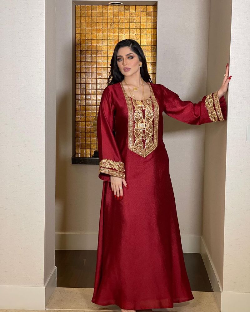 Ženska oblačila, zlata obleka z bleščicami, halja Dubai, elegantna arabska obleka_voghion.com