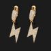 Hip Hop Lightning Bolt Earrings For Men And Women - Cubic Zirconia Stud Earrings With Micro-Pave Setting - Trendy Punk Style Jewelry_voghion.com