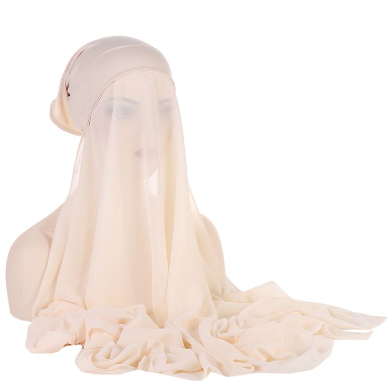 Kvinnors hattar som säljer chiffong turban hatt set monokrom pärla chiffong hatt halsduk set_voghion.com