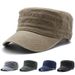 New Washed Cotton Flat Top Military Cap Adjustable Outdoor Fisherman Caps Women Men Cadet Army Cap Retro Army Hats Bone_voghion.com