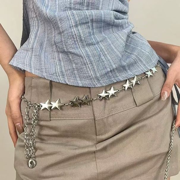 New Metal Niche Star Waist Chain Women, Accessory Jeans, Short Skirts, Belt Decoration For Dresses, Trendy_voghion.com
