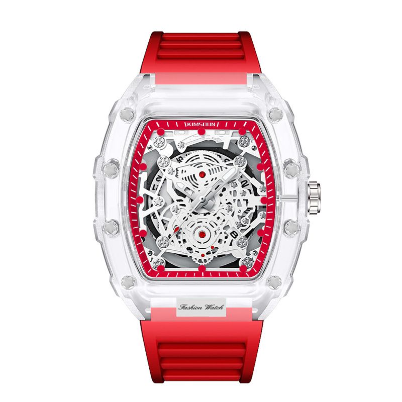 watch personalized barrel-shaped quartz watch fashionable transparent men's watch waterproof watch_voghion.com