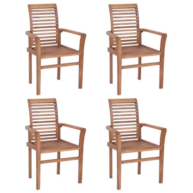 Stacking Dining Chairs 4 pcs Solid Teak_voghion.com