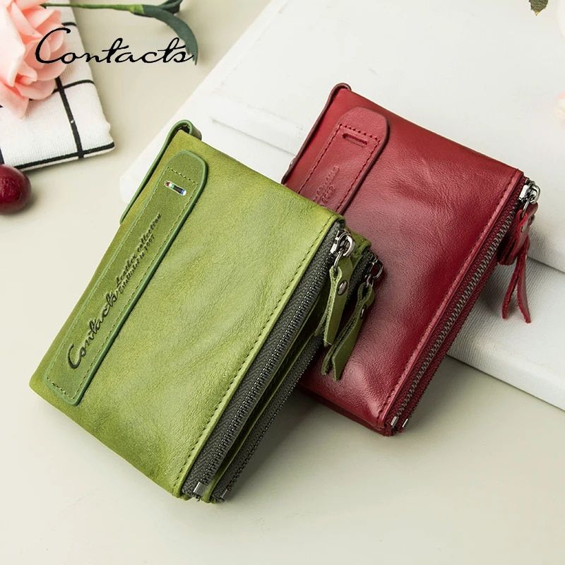 CONTACT'S Echtes Leder Geldbörsen Für Frauen Kurze Bifold Mode frauen Geldbörsen Karte Halter Geldbörse Geld Clip frauen Brieftasche_voghion.com