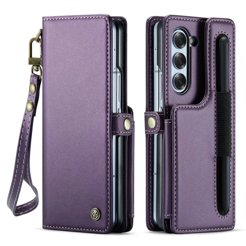 Stifthalter-Steckplatz RFID-blockierende Brieftaschenkarten Leder-Telefonhülle für Samsung Galaxy Z Fold 6 5G Handschlaufe Ständer Tasche Geldbörsenabdeckung_voghion.com