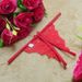Transparenter Spitzen-Tanga mit offenem Schritt – Verstellbarer String mit Blumenbesatz (Schwarz/Weiß/Rot/Rosa, Einheitsgröße)_voghion.com