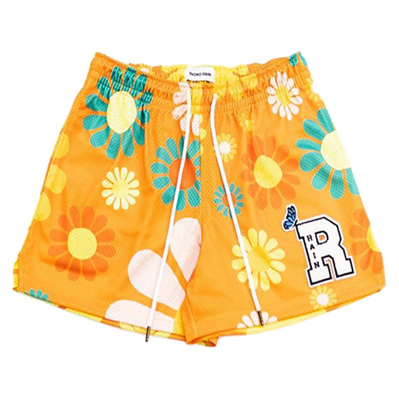 Vêtements pour hommes, nouveaux shorts de sport à fleurs de style américain, pantalons de basket-ball en maille, respirants, pantalons de plage décontractés pour le commerce intérieur et extérieur_voghion.com