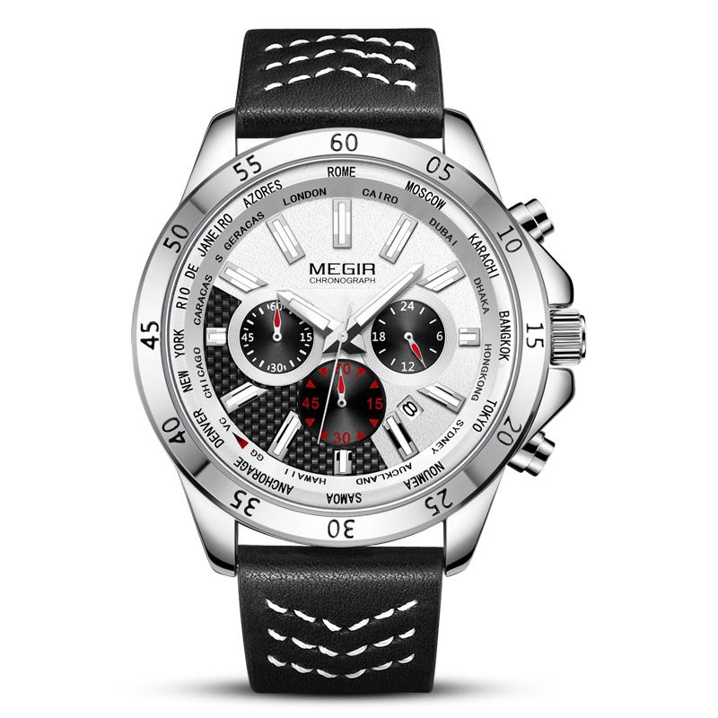 Reloj deportivo luminoso, cronógrafo y resistente al agua para hombre con esfera grande y fecha: multifuncional y con diseño elegante._voghion.com