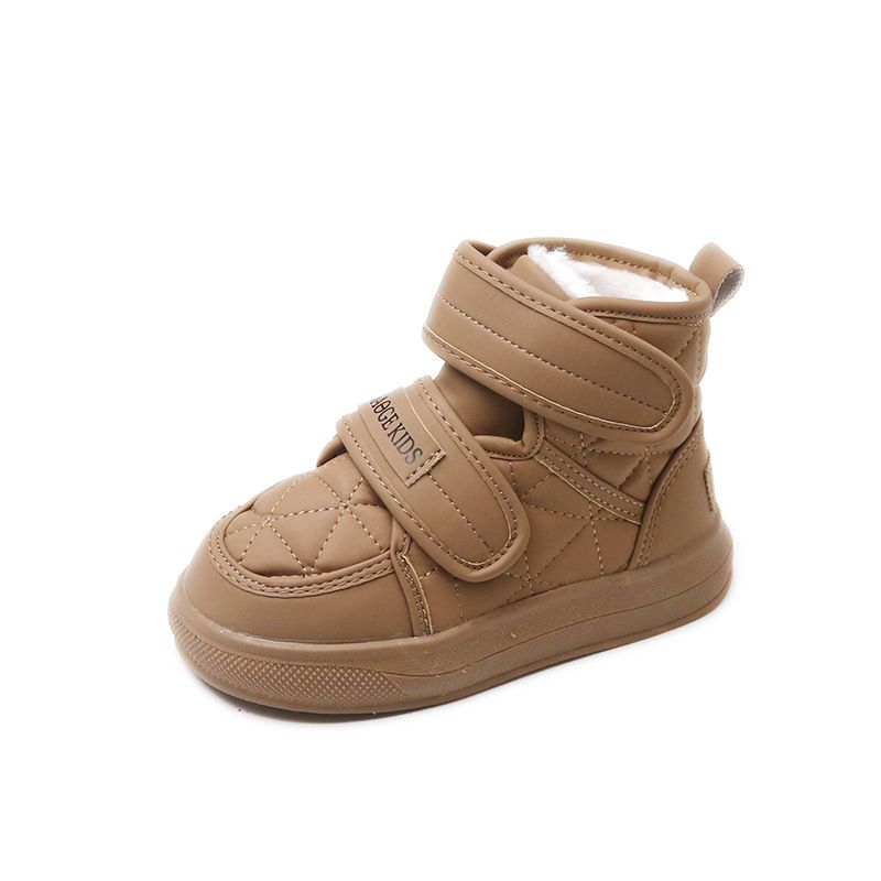 Children's snow plush insulation winter middle and children's short boots, Velcro bread shoes, large cotton shoes_voghion.com