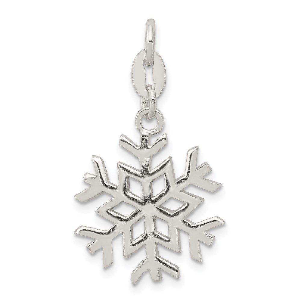 Sterling Silver Polished Snowflake Charm_voghion.com