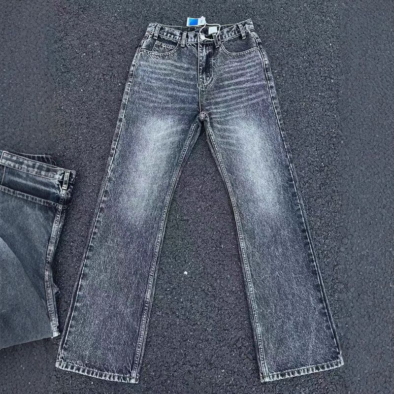 Herrenbekleidung Marmor gewaschene Flared Jeans Clean Fit Style Retro Hose Trend_voghion.com