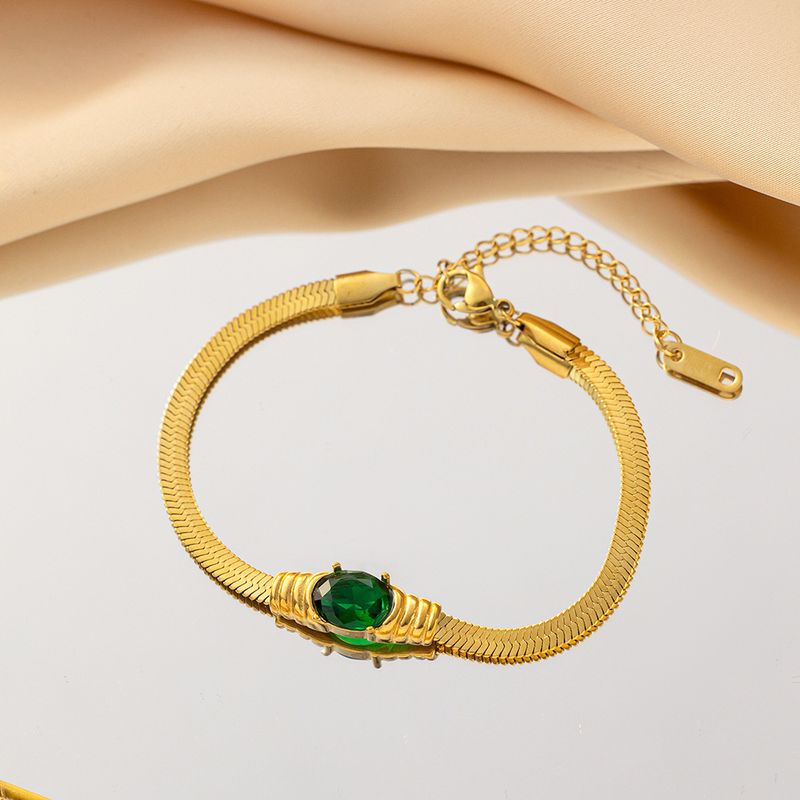 Collana con orecchini, bracciali, pietre preziose artificiali, placcatura in acciaio al titanio in tinta unita retrò_voghion.com