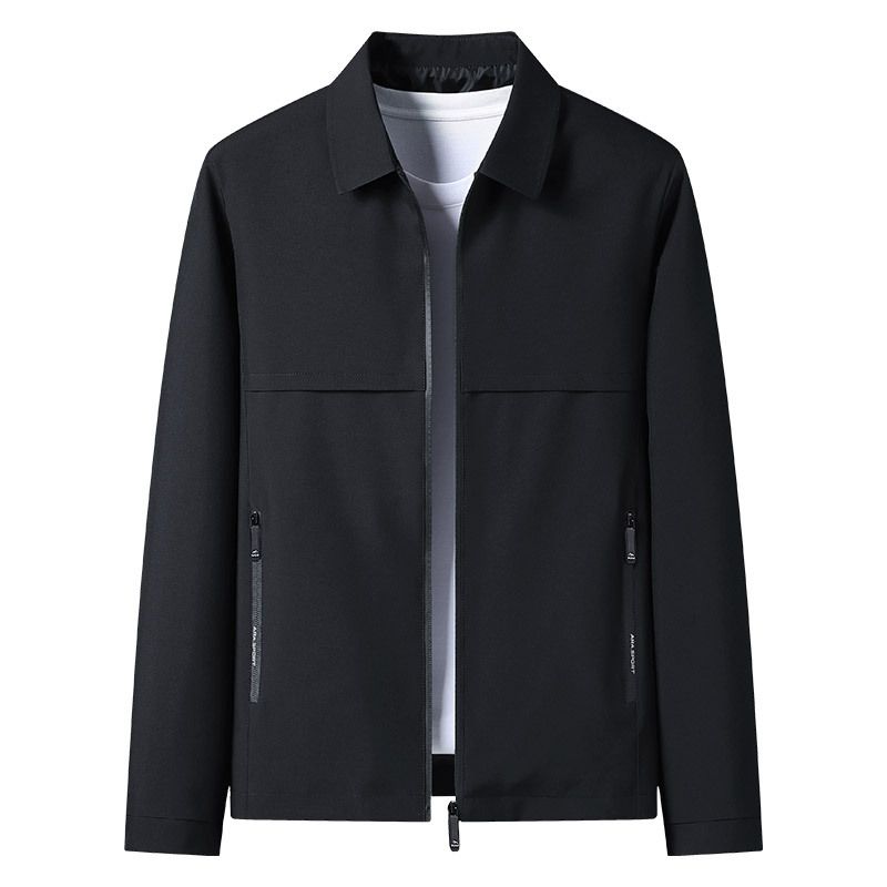 Men's Clothing spring and autumn new middle aged and elderly thin coat lapel solid color zipper men's jacket _voghion.com