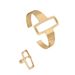 Set di gioielli da donna con bracciale aperto e anello geometrico in metallo, stile punk esagerato_voghion.com
