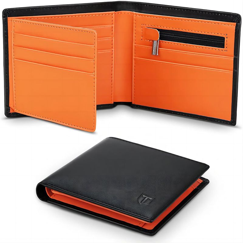 TEEHON Genuine Leather Wallet Men Slim RFID Purse Card Holder Coin Pocket ID Window Minimalist Wallets_voghion.com