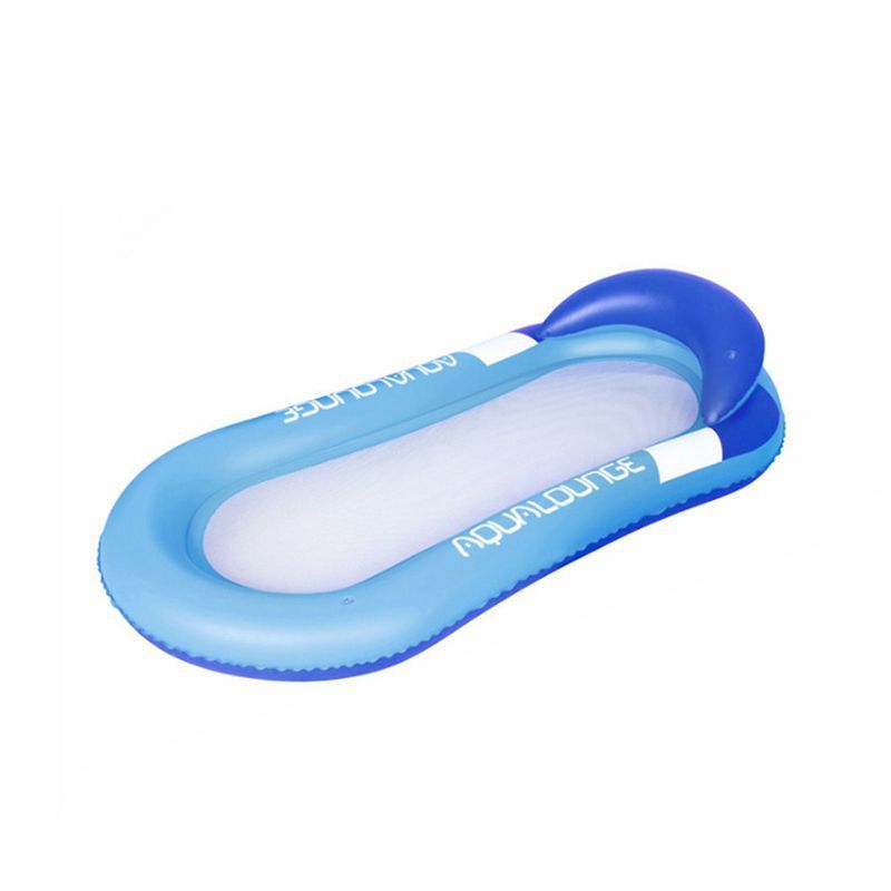 Letto galleggiante gonfiabile estivo in PVC con rete di drenaggio e parte superiore della schiena, con tenda da sole, rete galleggiante ispessita_voghion.com