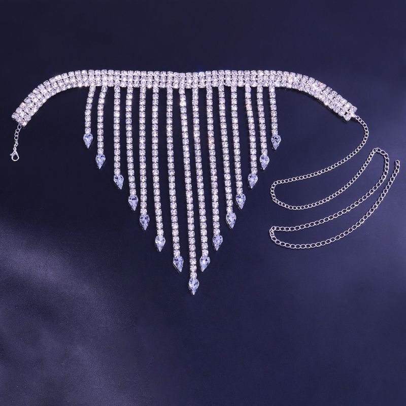 Explosies Overdreven Sexy Strass Lichaamsketting Luxe Hangende Nek Borstketting Kwast Tailleketting Set_voghion.com