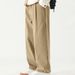 Breathable Wide-leg Men's Work Retro Style Versatile Solid Color Trousers Pants for Men_voghion.com