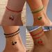 Red Beaded Multi-layer With Rhinestones Cherry Anklet Three-piece Set_voghion.com