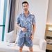 Refreshing Style: Men’s Summer Pajamas - Ice Silk Fabric, Short-Sleeved, Shorts, Great For Big Sizes_voghion.com