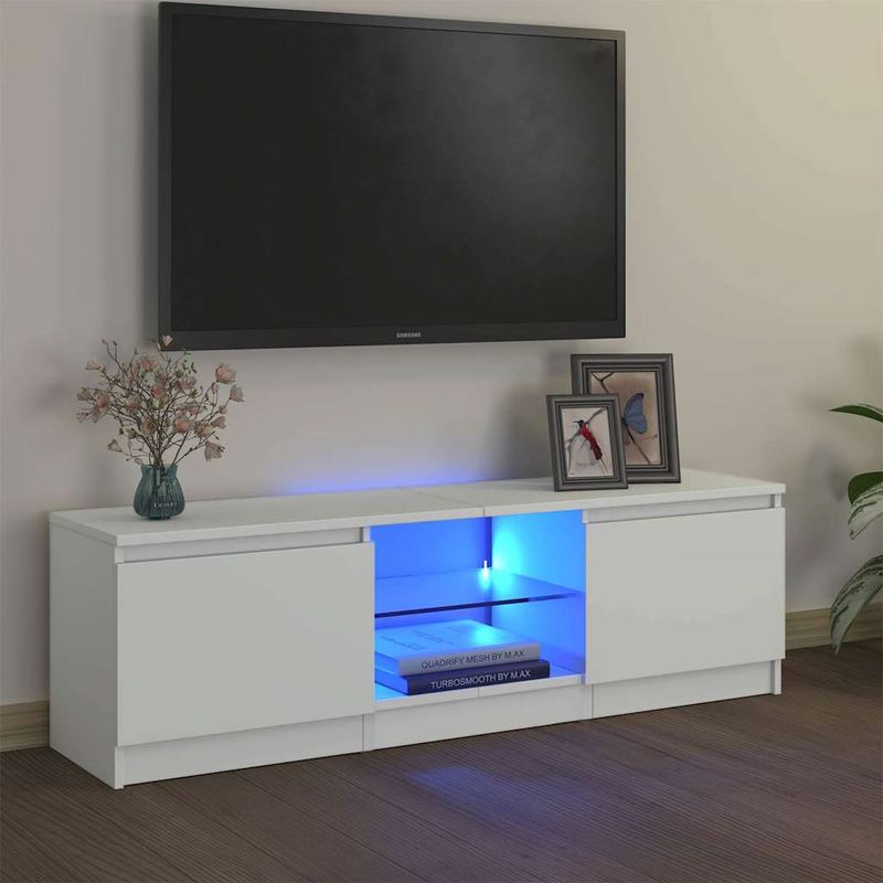 TV-Schrank mit LED-Leuchten Weiß 120x30x36 cm_voghion.com