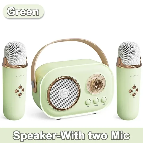 Altavoz Bluetooth con 1-2 micrófonos inalámbricos, compatible con karaoke, tarjeta TF, reproducción FM, graves HIFI, llamadas manos libres para niños_voghion.com