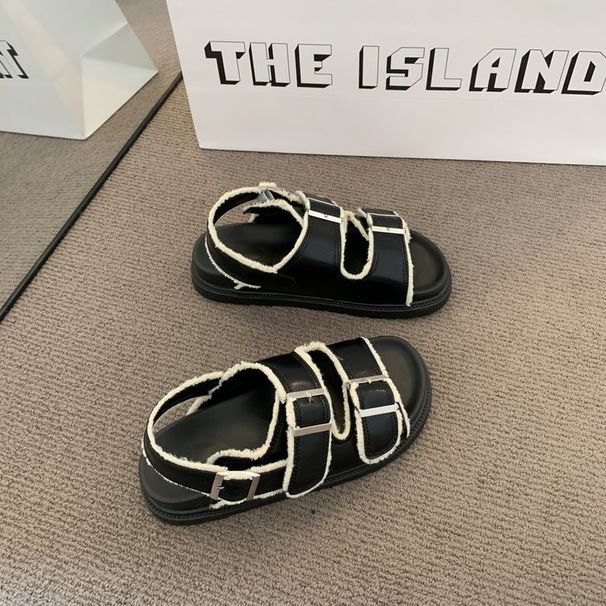 Women's Platform Sandals - Comfortable Flat Strappy Roman Sandals For Summer Casual Beach Slides With Wide Strap_voghion.com