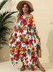 Abito da donna con spacco da spiaggia con camicetta allentata con stampa floreale taglie forti_voghion.com